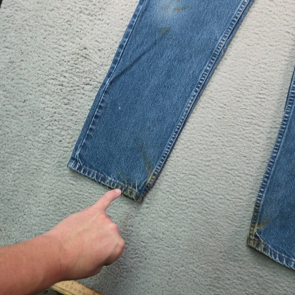 VTG Levis 505 Jeans Mens 33x32 USA Made Orange Tab 90s Grunge Distressed Denim